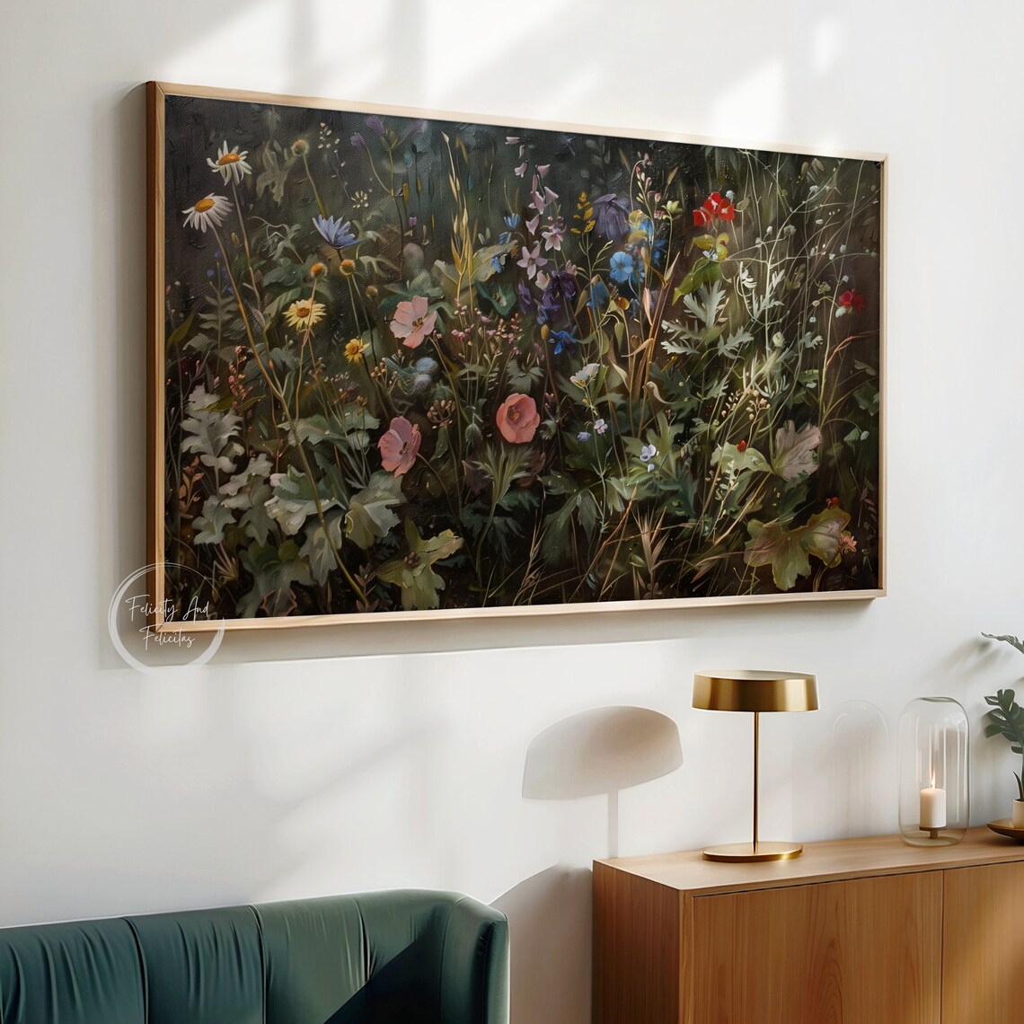 Wildflower Meadow On Dark Moody Vintage Botanical Painting Poster - Image 6