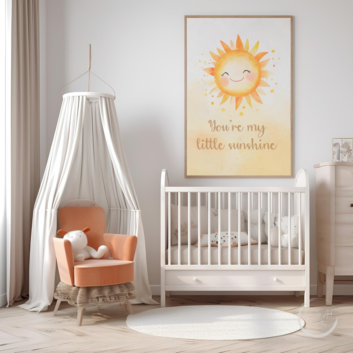 You're My Little Sunshine Baby Nursery Watercolor Sun Poster - Image 4