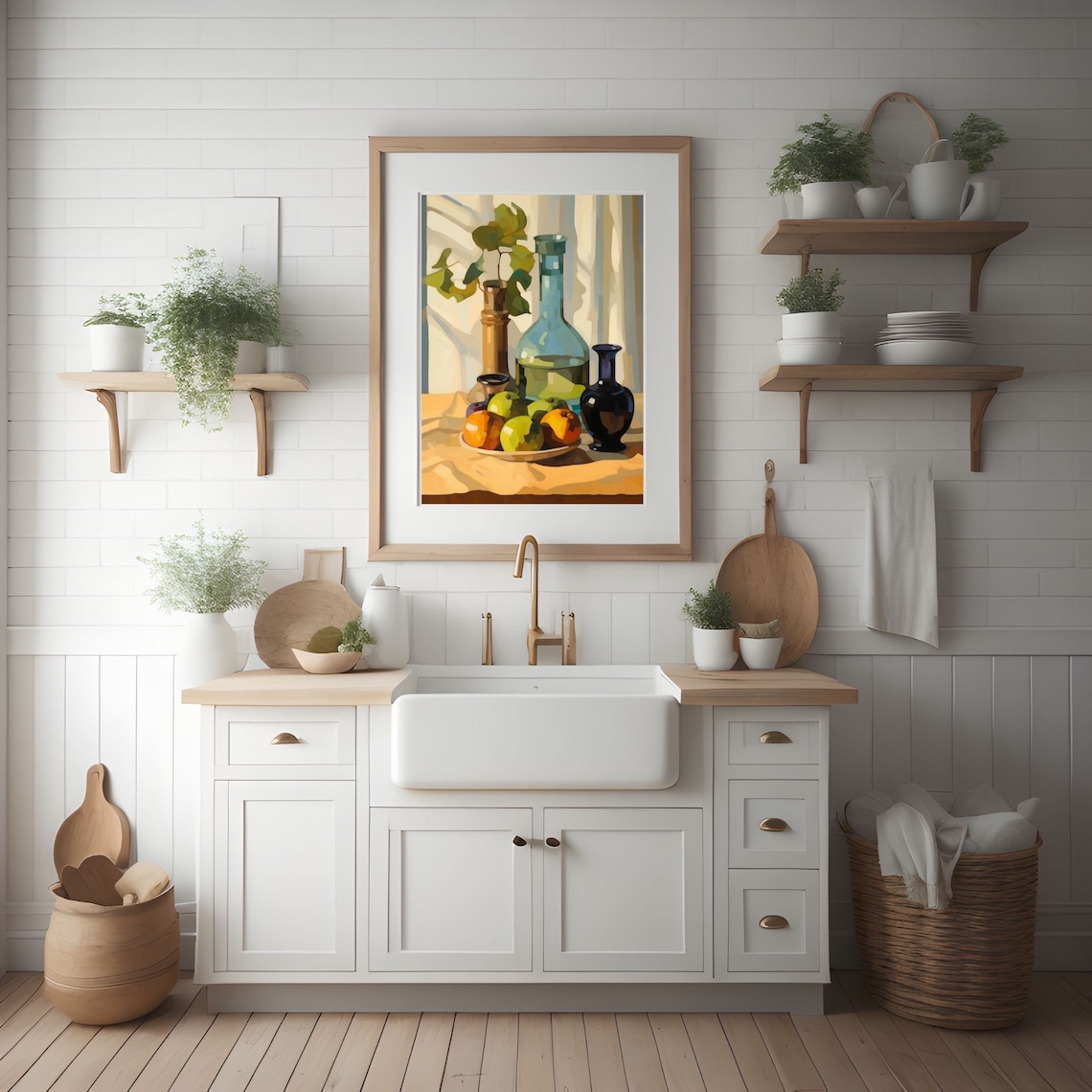 Retro Fruit Bowl Still Life, Watercolor Art Print - Image 3