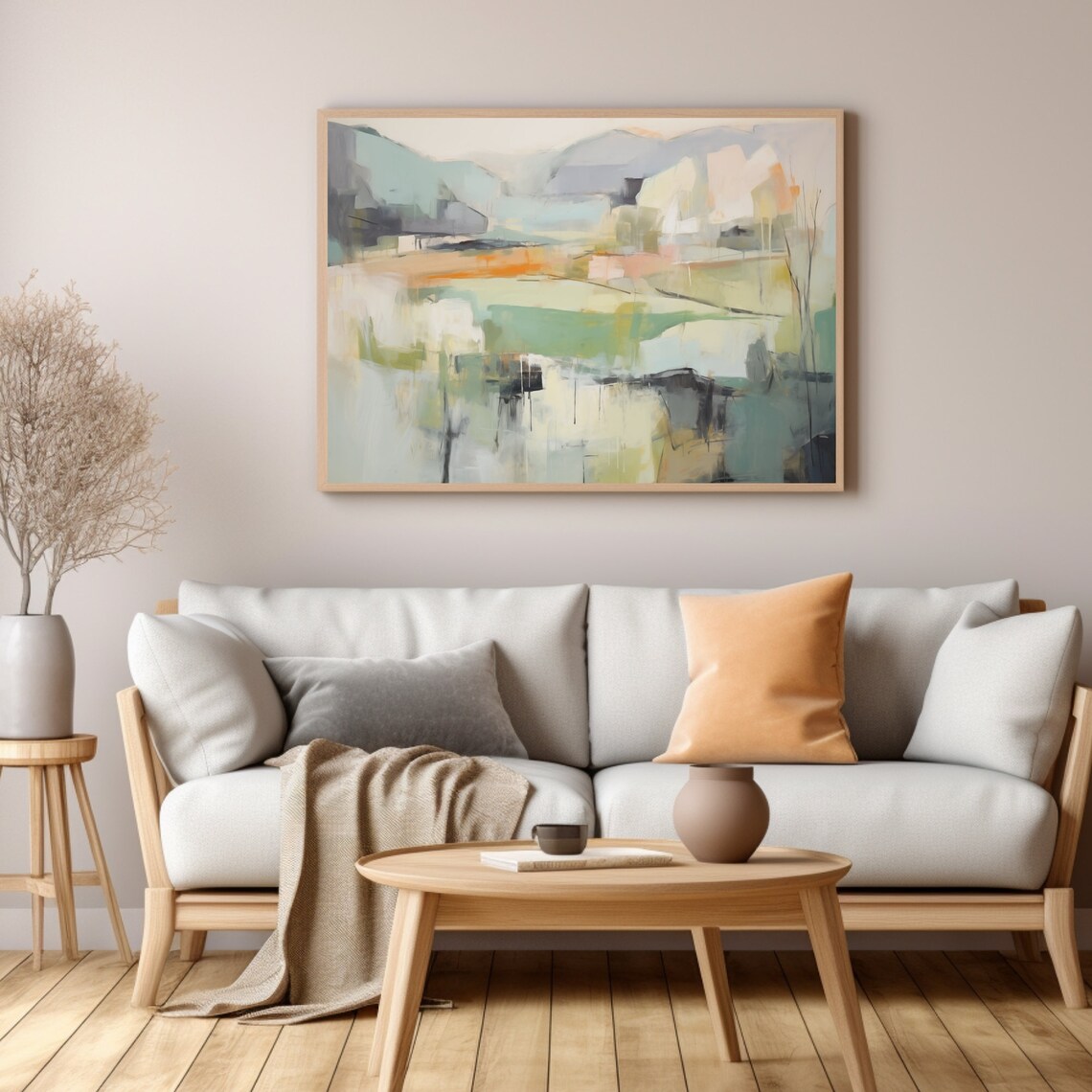 Neutral Abstract Landscape Watercolor Art Print - Image 3