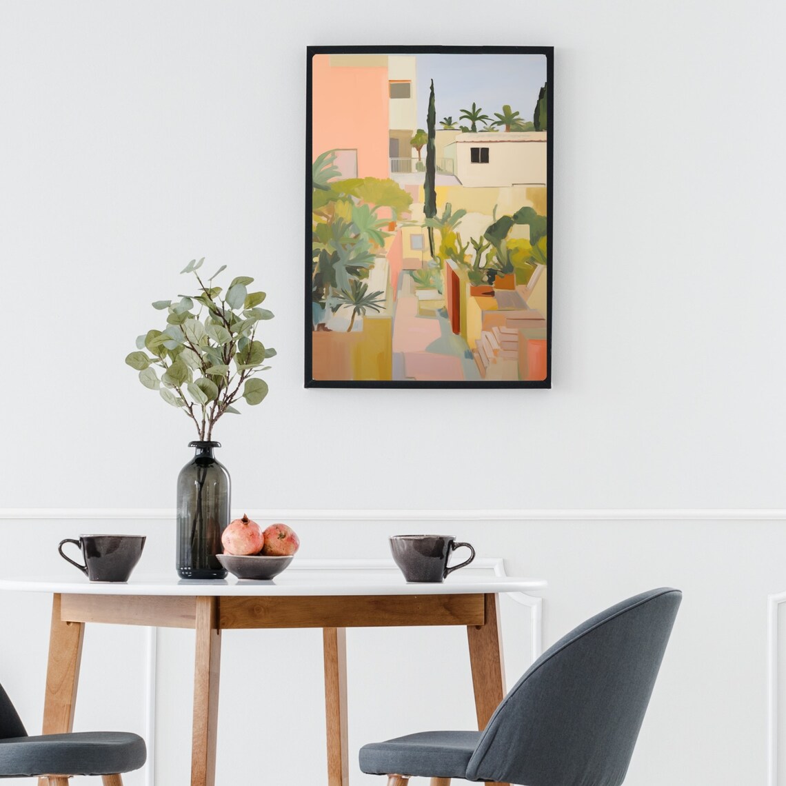 Mallorca Spain Pastel Old Town Village Street Watercolor Poster - Image 3