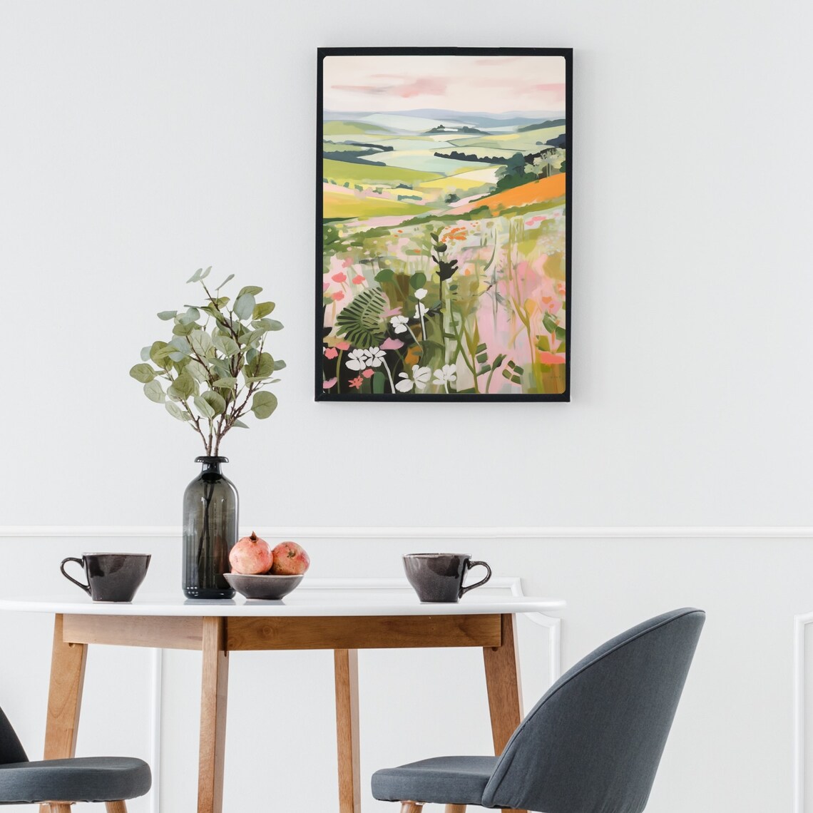 Wildflower Meadow Over Rolling Hills Colorful Floral Landscape Poster - Image 2