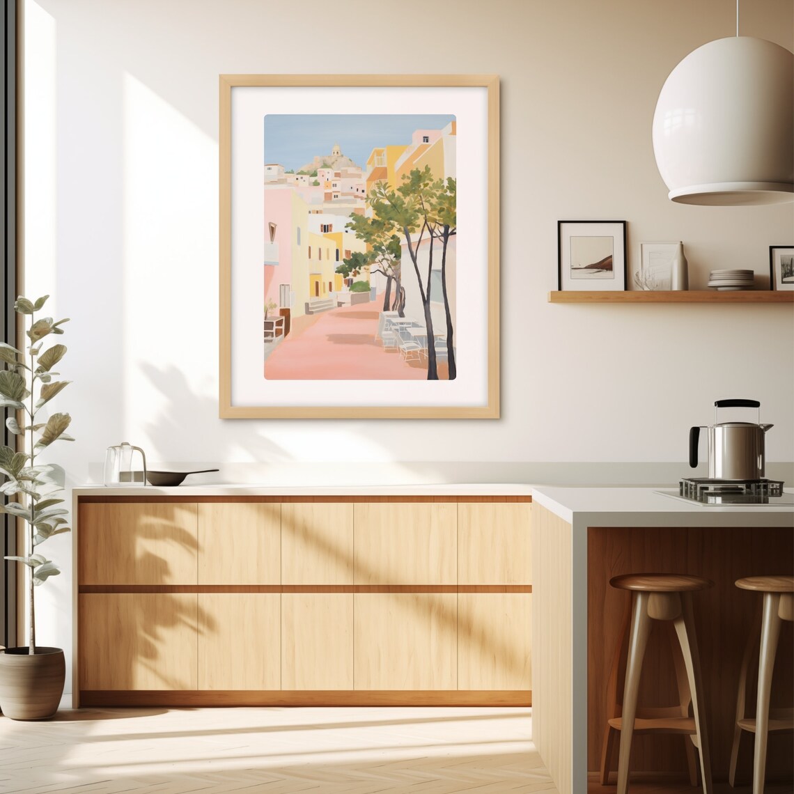 Ibiza Old Town Dalt Vila Sunlit Street To Hilltop Church Poster - Image 3