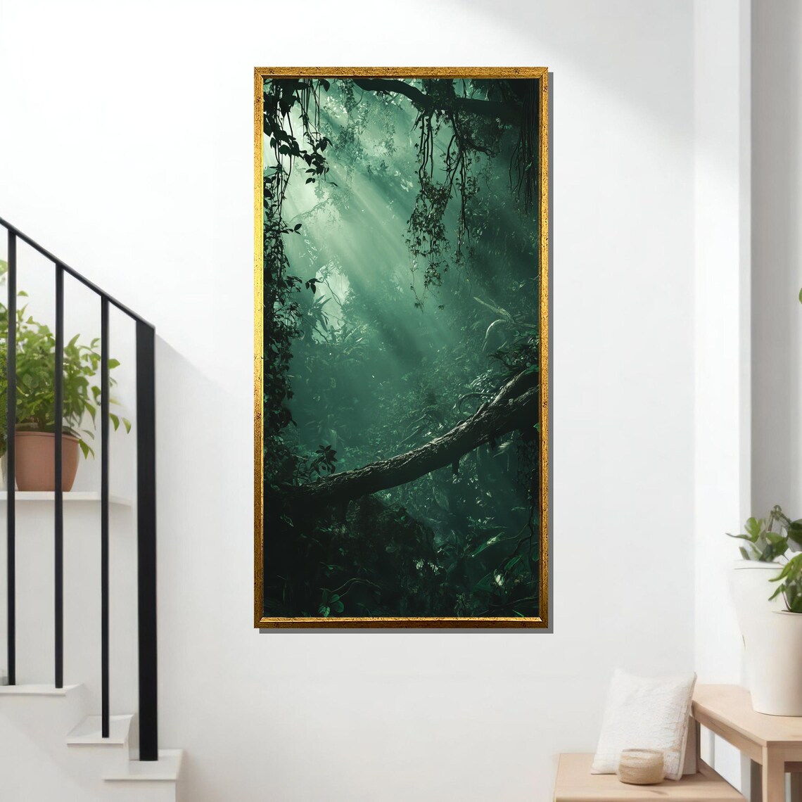 Mystical Jungle Forest Painting, Tropical Nature Art Print