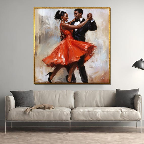 Ballroom Dance Painting, Elegant Cha Cha Couple