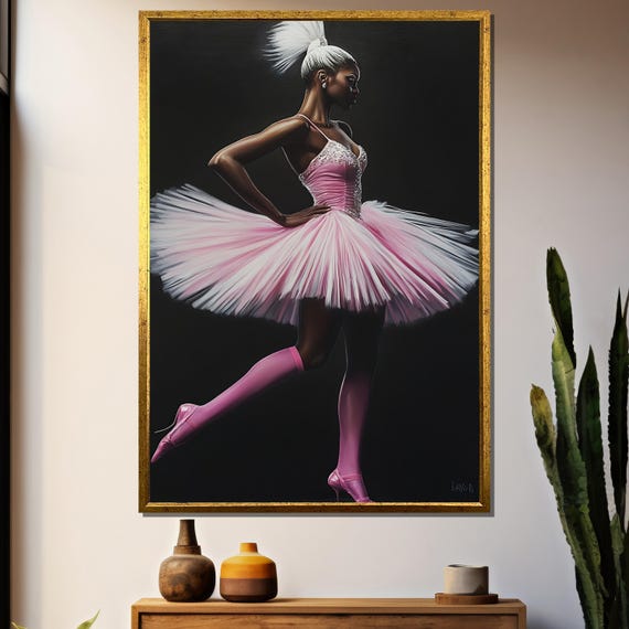 Modern Pink Ballerina, Feminine Dance Art Print