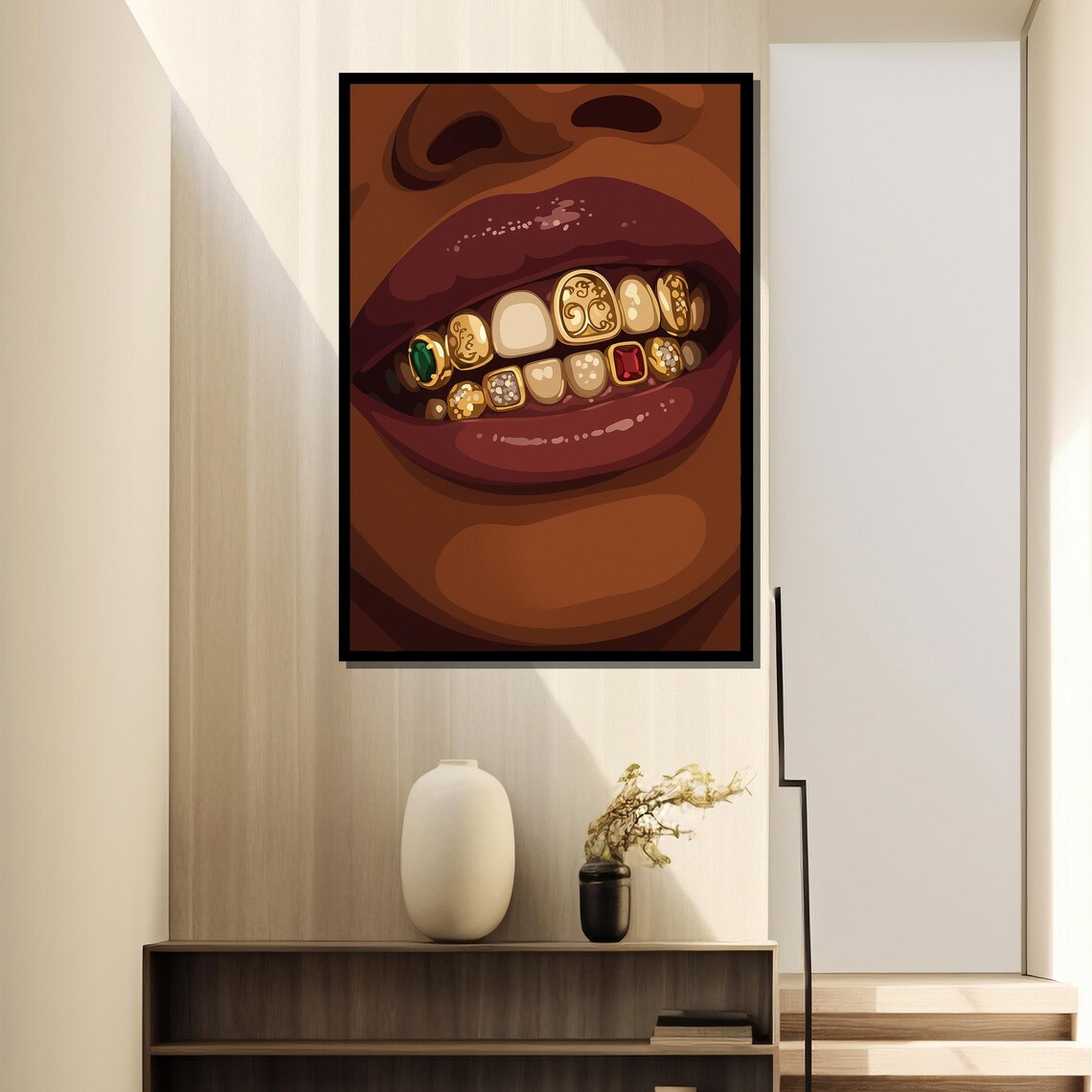 Gold Grillz Bold Vector Portrait, Ornate Jewelry - Image 2