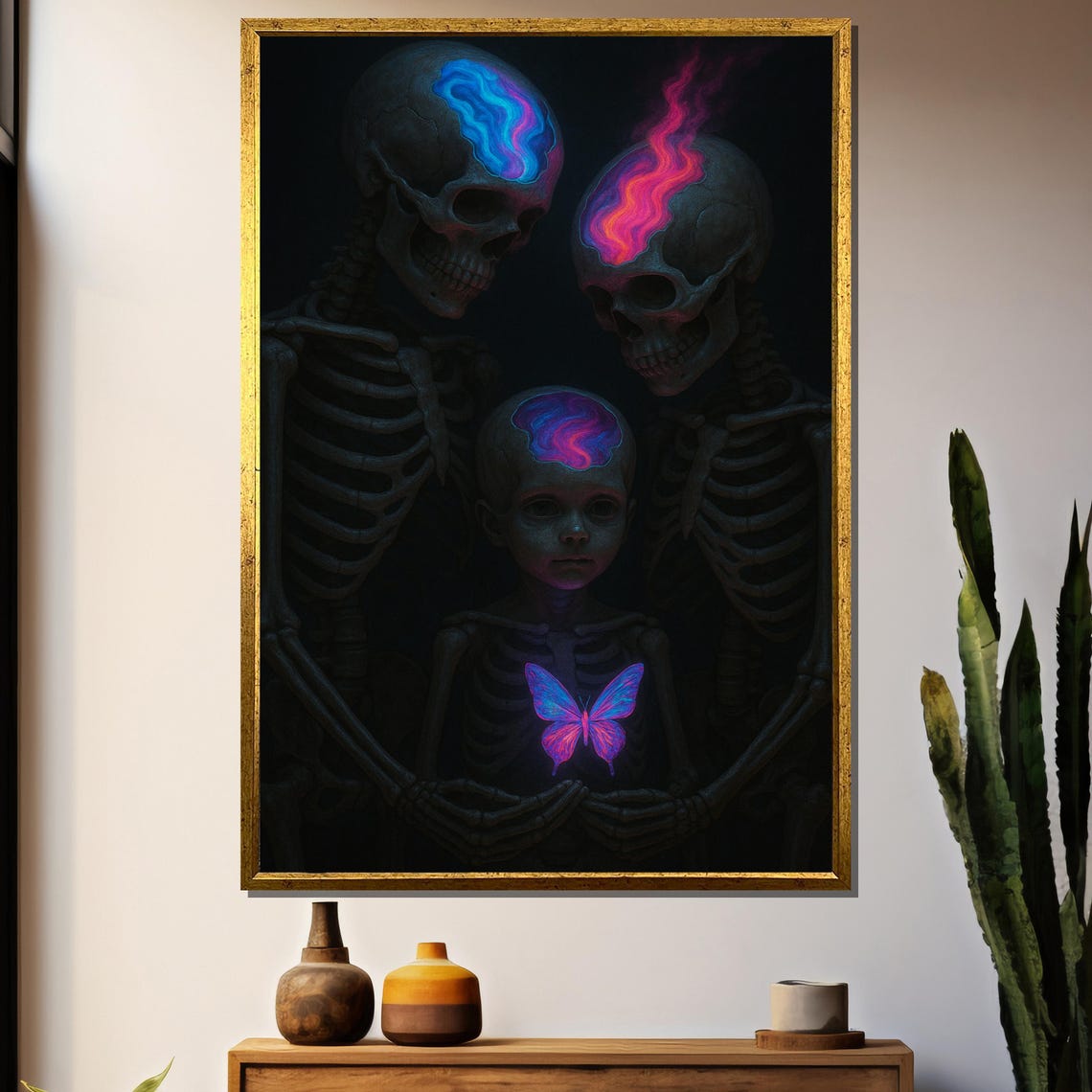 Neon Soul Skeleton Family, Surreal Portrait