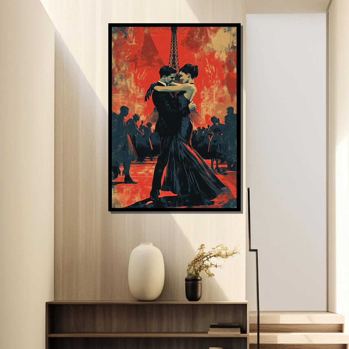 Elegant Couple Dancing Paris Eiffel Tower Romantic Art Print - Image 2