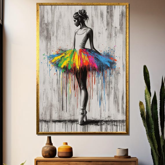 Ballerina, Modern Ballet Painting, Abstract Drip Art
