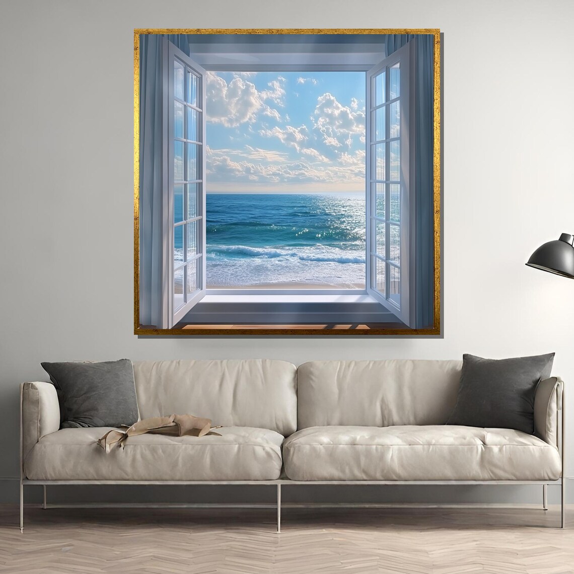 Ocean View From Open Window, Coastal Art Print