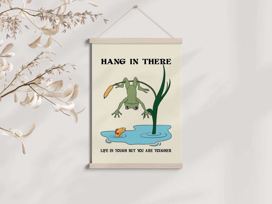 Hang In There Frog Motivation Poster, Therapy Office Decor - Image 2