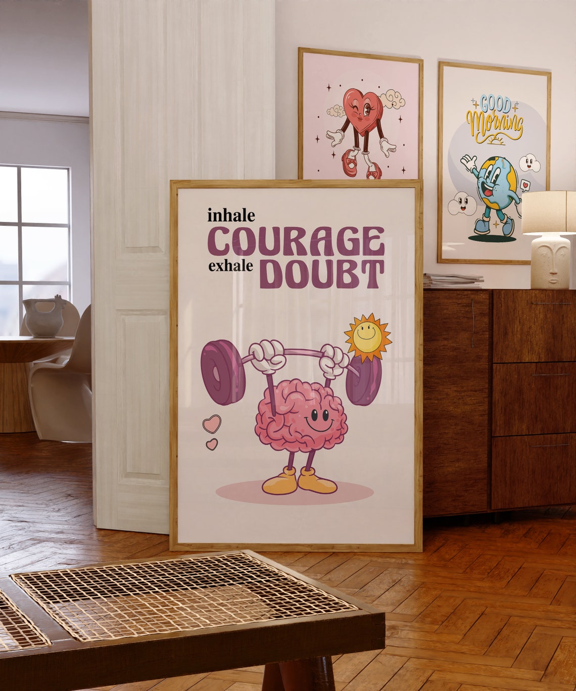 Inhale Courage Exhale Doubt Brain Weightlifting Quote Poster - Image 2