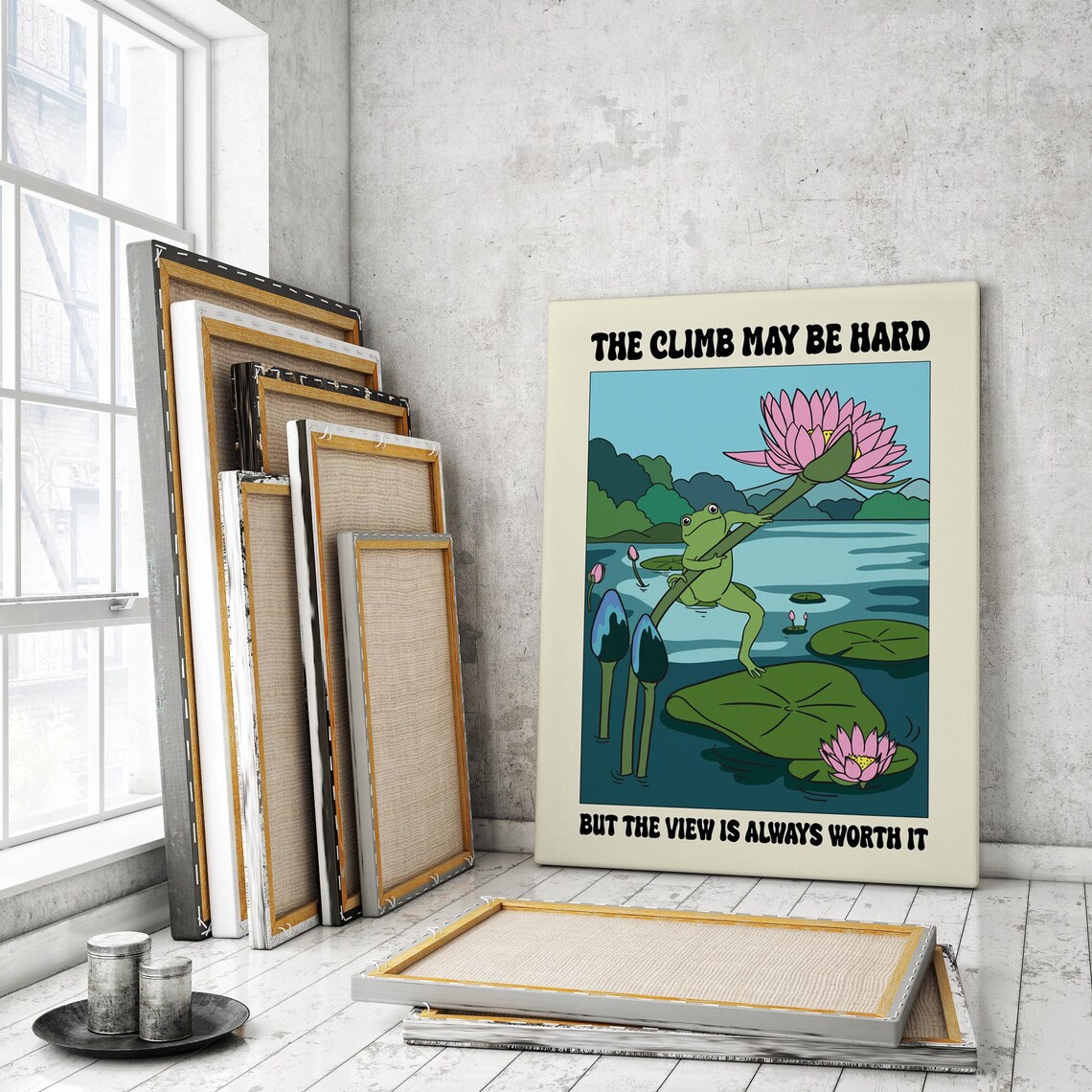 Climb May Be Hard Frog Motivational Poster - Image 3