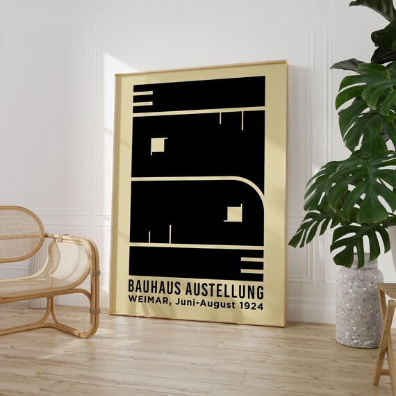 Black Bauhaus Exhibition Poster, Vintage Minimalist Print