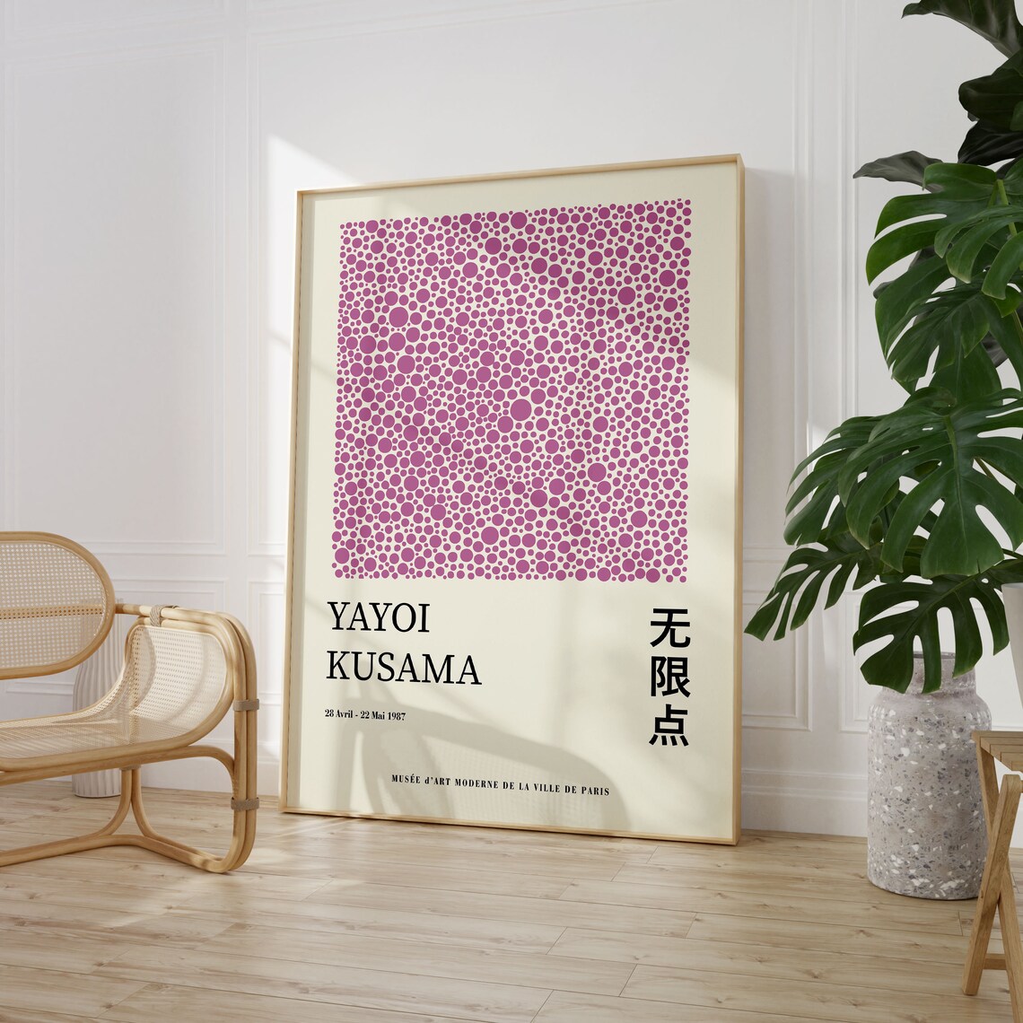 Magenta Dots Yayoi Kusama Paris 1987 Exhibition Abstract Art Poster