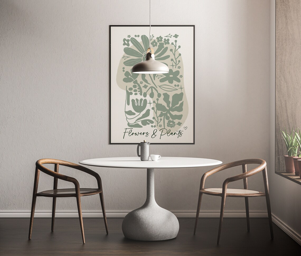 Sage Green Arch Botanical Flowers and Plants Calligraphy Art Poster - Image 5