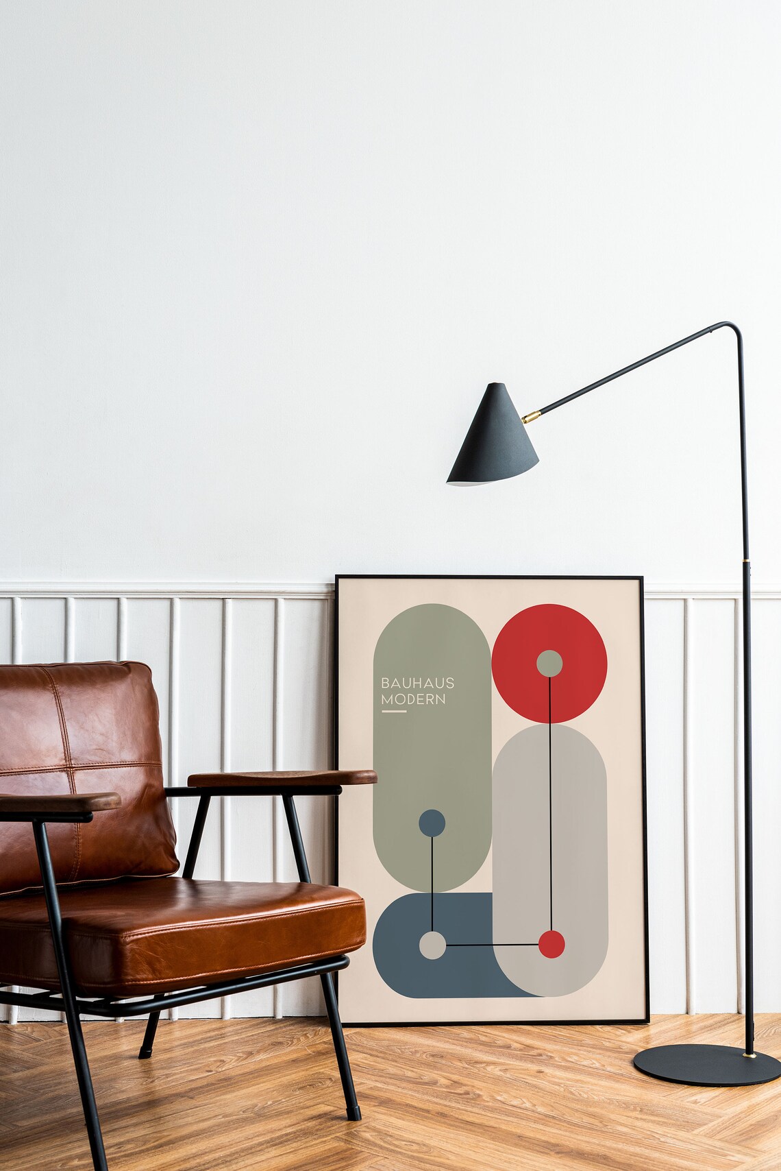 Bauhaus Modern Geometric Abstract Red Circle Color Block Art Poster - Image 2