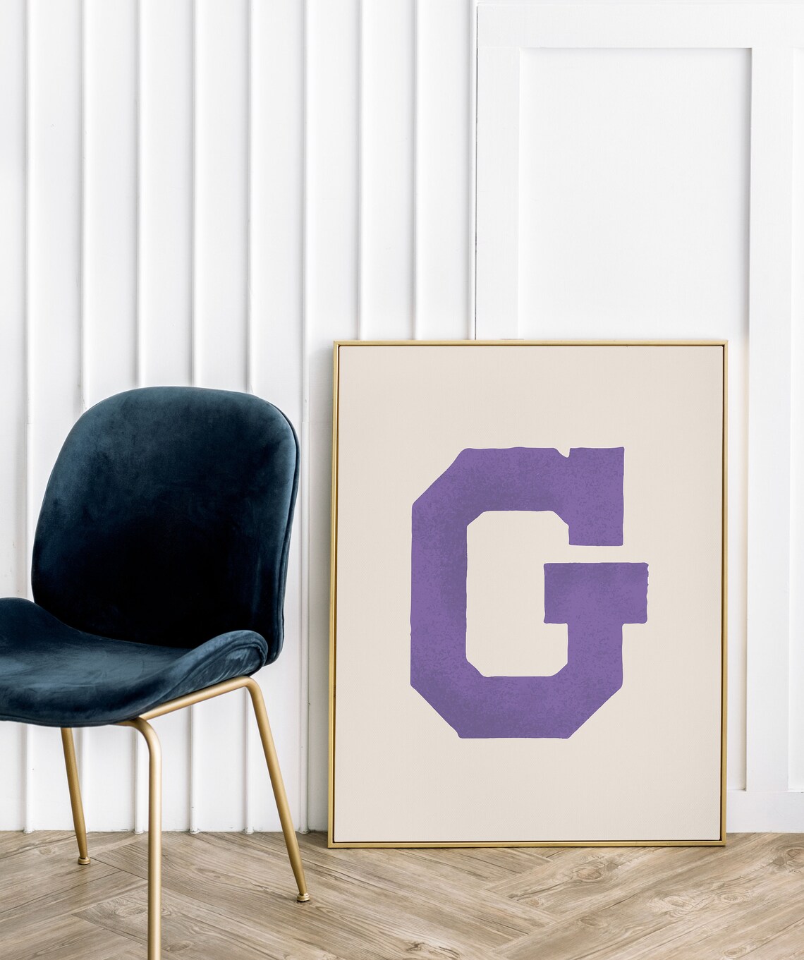 Letter G Bold Purple Block Alphabet Typography Collegiate Room Decor Poster - Image 2