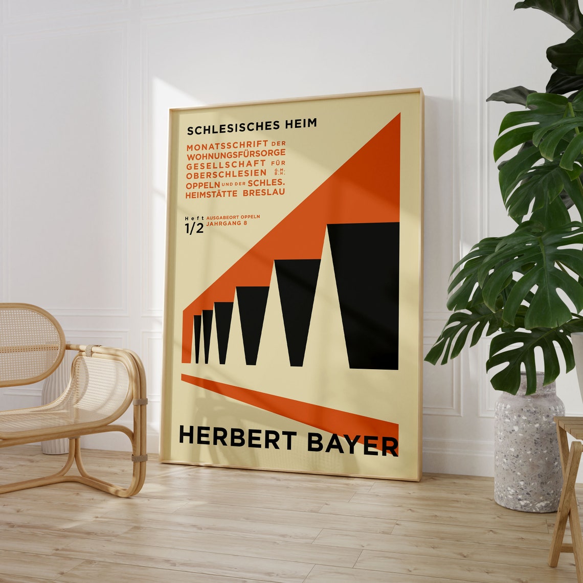 Herbert Bayer Schlesisches Heim Orange Geometric Bauhaus Poster