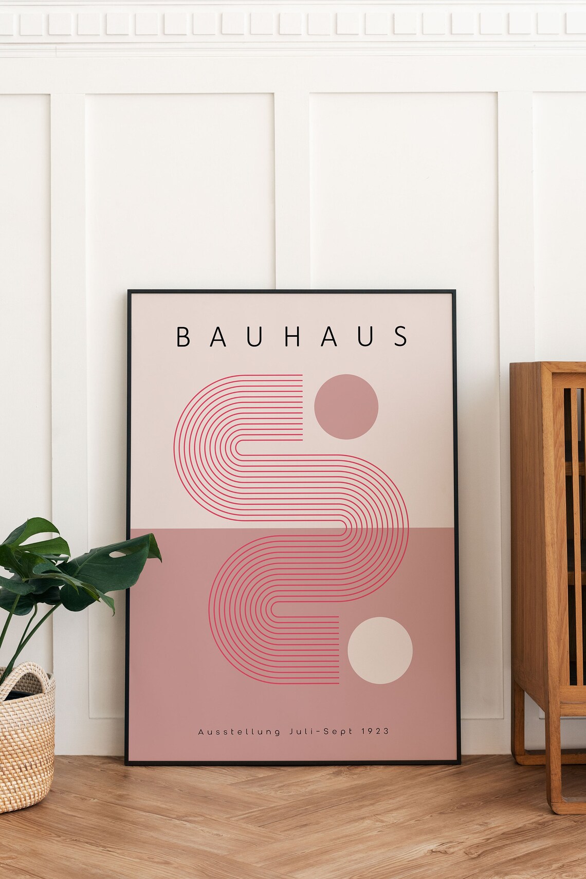Bauhaus 1923 Exhibition Geometric Abstract Blush Pink Modern Art Poster - Image 4