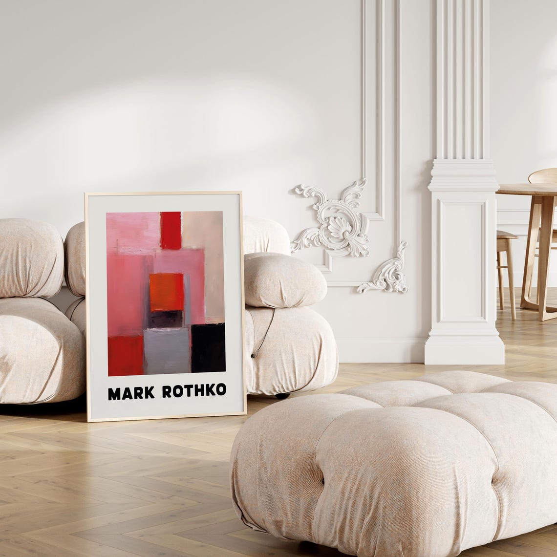 Mark Rothko Style Red Pink Black Blocks Modern Abstract Poster - Image 4