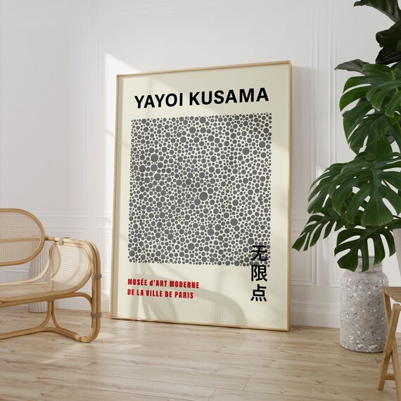 Yayoi Kusama Dark Grey Polka Dot Monochrome Exhibition Art Poster