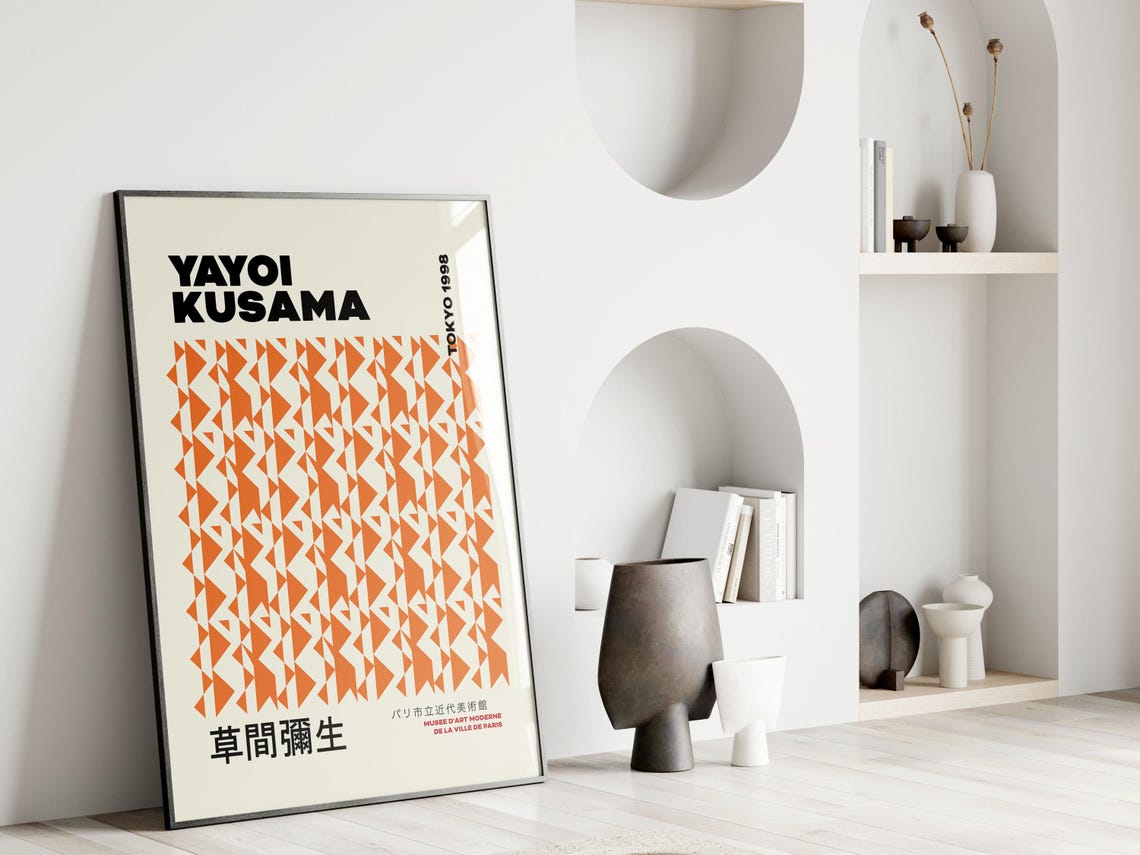 Yayoi Kusama Tokyo 1998 Orange Triangle Pattern Exhibition Poster - Image 2