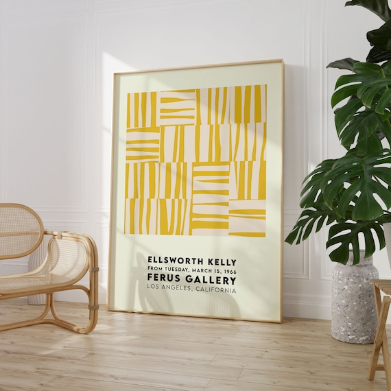 Ellsworth Kelly Exhibition Poster Yellow Stripes Print Abstract Geometric Art Midcentury Print High Quality