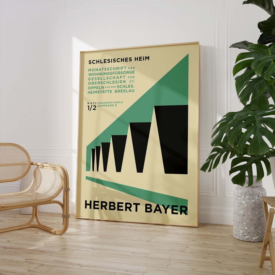 Herbert Bayer Schlesisches Heim Green Geometric Bauhaus Poster