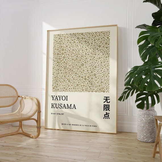 Yayoi Kusama Exhibition Poster Sage Green Kusama Print Gallery Wall Art Japanese Decor Printable Minimalist Poster