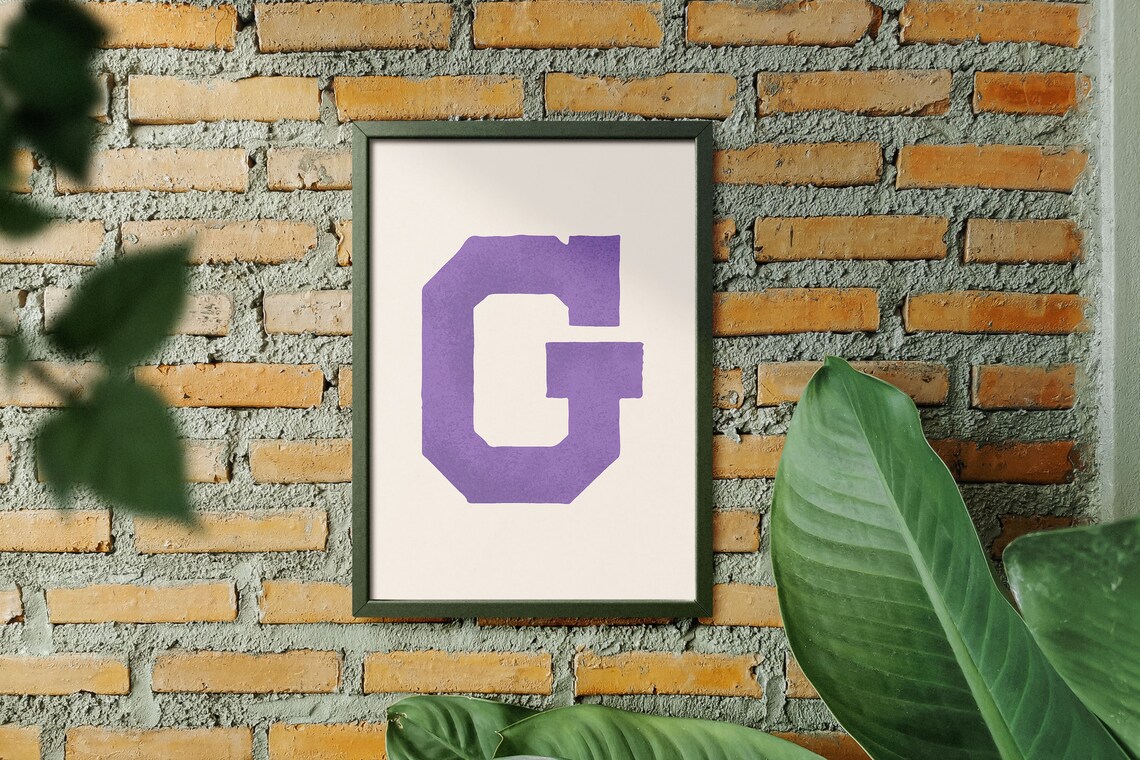 Letter G Bold Purple Block Alphabet Typography Collegiate Room Decor Poster - Image 5