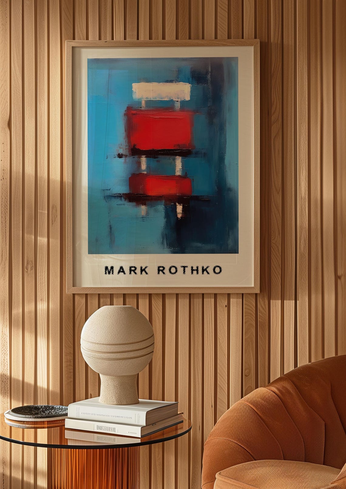 Mark Rothko Style Red and Blue Abstract Geometric Art Poster - Image 5