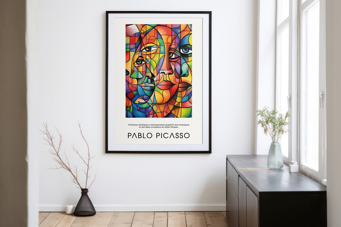 Pablo Picasso Abstract Geometric Faces, Vintage Poster - Image 2