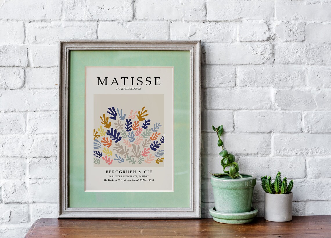 Matisse Berggruen Cie 1953 Exhibition Poster Colorful Leaf Cutouts - Image 4