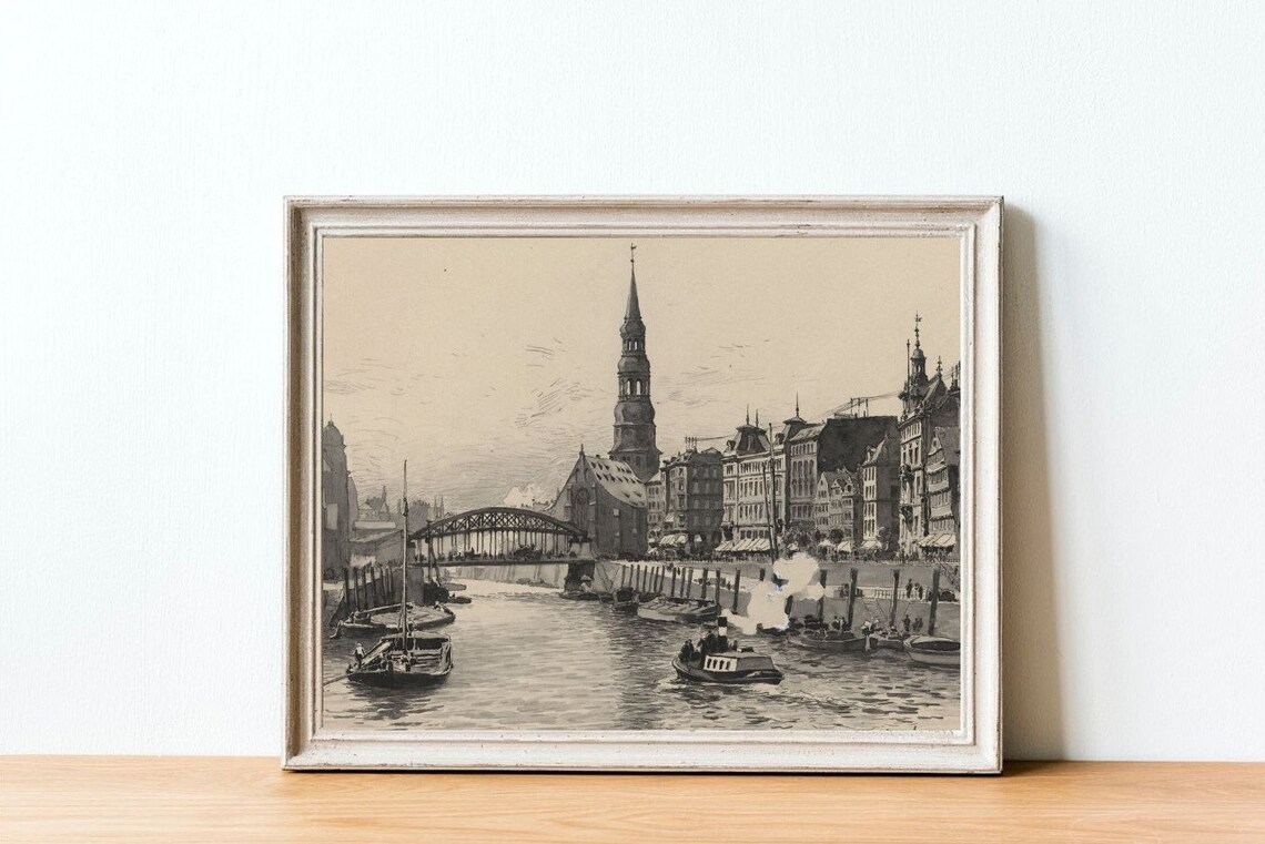 Vintage Architecture Sketch Art Print, Antique Cityscape - Image 4