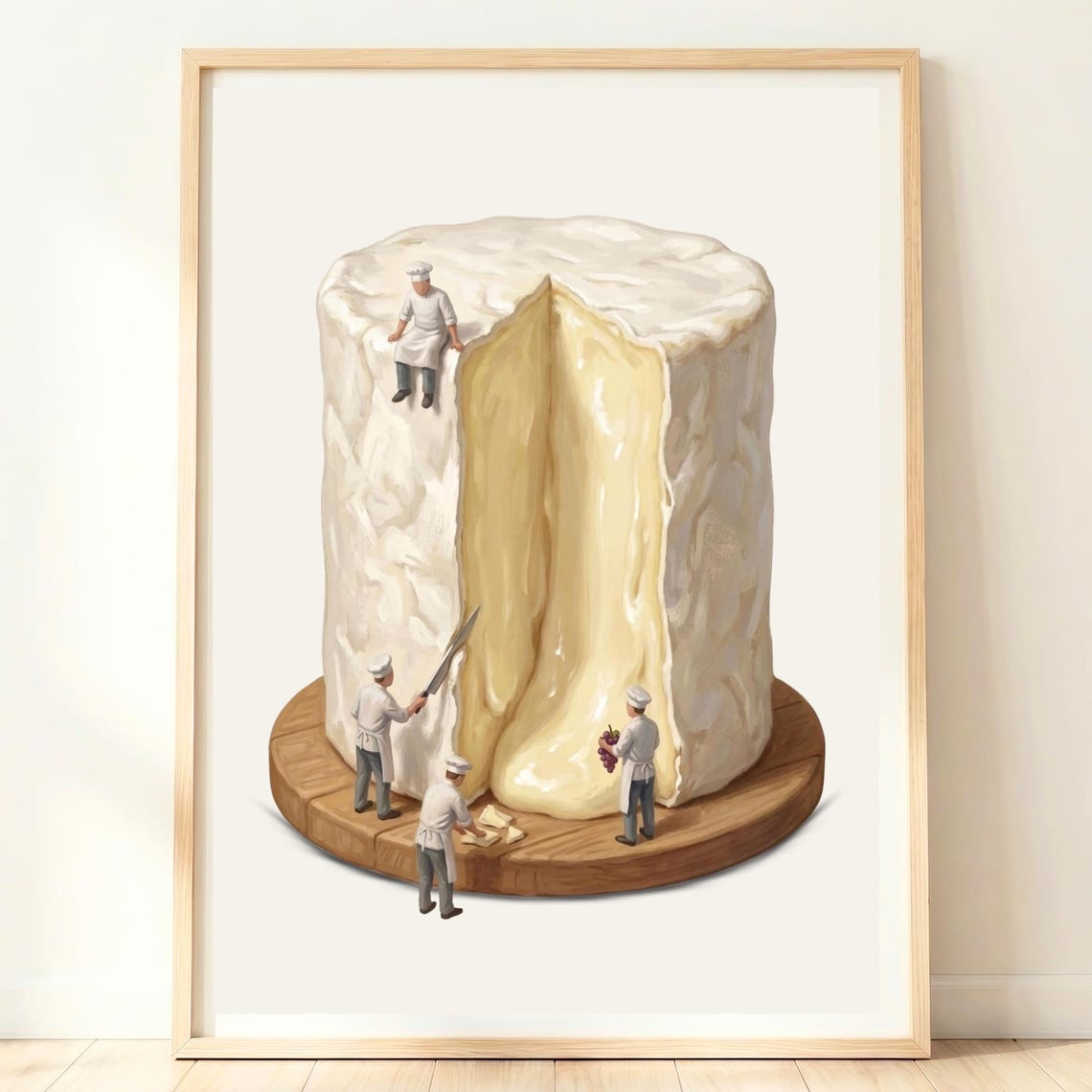 Baked Camembert Wheel Molten Cheese Tiny Chefs Whimsical Poster