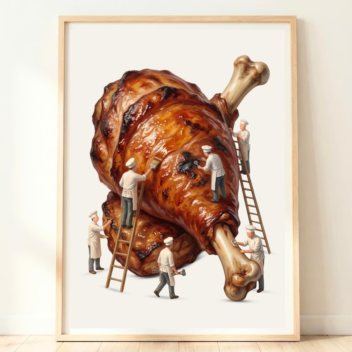 Turkey Leg Poster, BBQ Grill Shack Foodie Decor