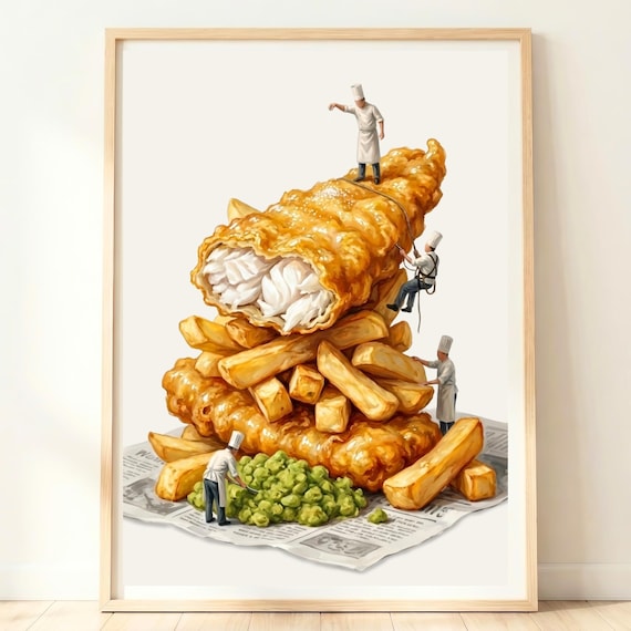 Golden Giant Fish And Chips Tiny Chefs British Chip Shop Poster