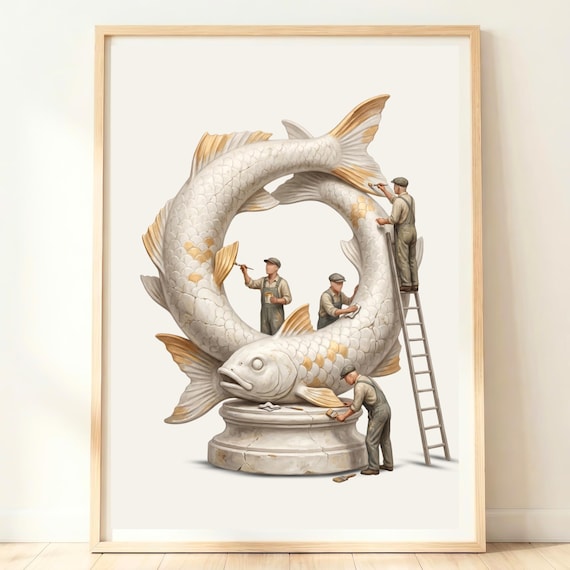Pisces Wall Art Zodiac Fish Decor Calm Print Astrology Poster