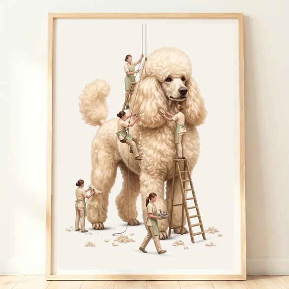 Poodle Wall Art Dog Grooming Salon Print Cream Poster Groomer Gifts