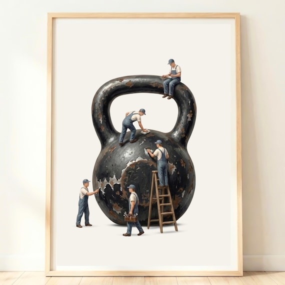 Kettlebell Wall Art Crossfit Gym Decor Functional Fitness Poster Strength Training Artwork