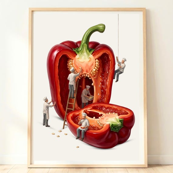 Red Pepper Wall Art Bold Kitchen Statement Food Lover Gift Modern Decor