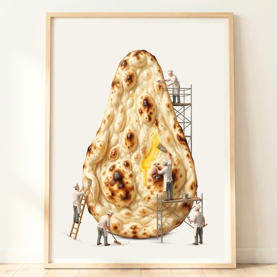Naan Bread Wall Art Indian Restaurant Decor Curry House Poster Food Artwork India Kitchen Print