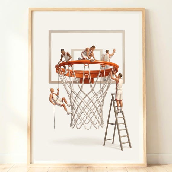 Basketball Hoop Wall Art, Boys Room Court Decor