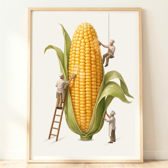 Sweetcorn Wall Art Corn Cob Print Farm Vegetable Decor Yellow Kitchen Poster