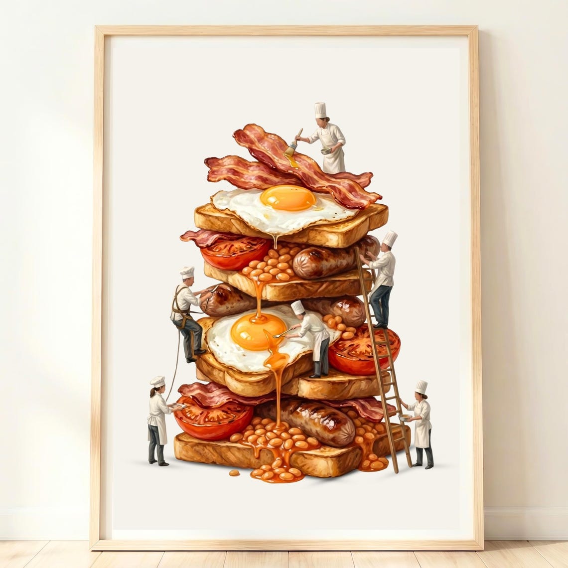 Giant Full English Breakfast Tiny Chefs British Kitchen Poster