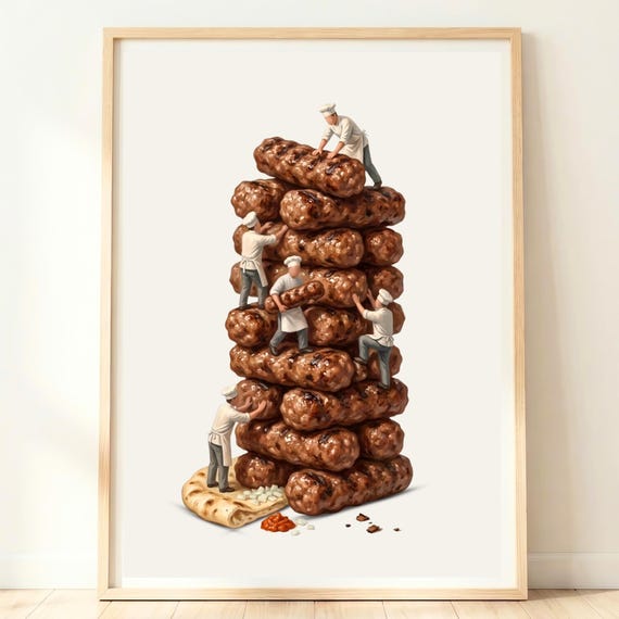 Cevapi Wall Art Balkan Food Print Serbian Kitchen Decor Grill Lover Gift