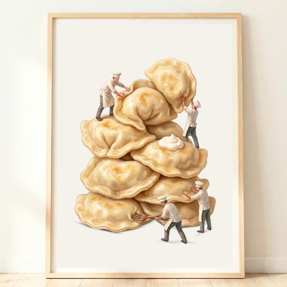 Varenyky Wall Art Ukrainian Dumplings Print Dumpling Lover Gift Rustic Kitchen Decor Folk
