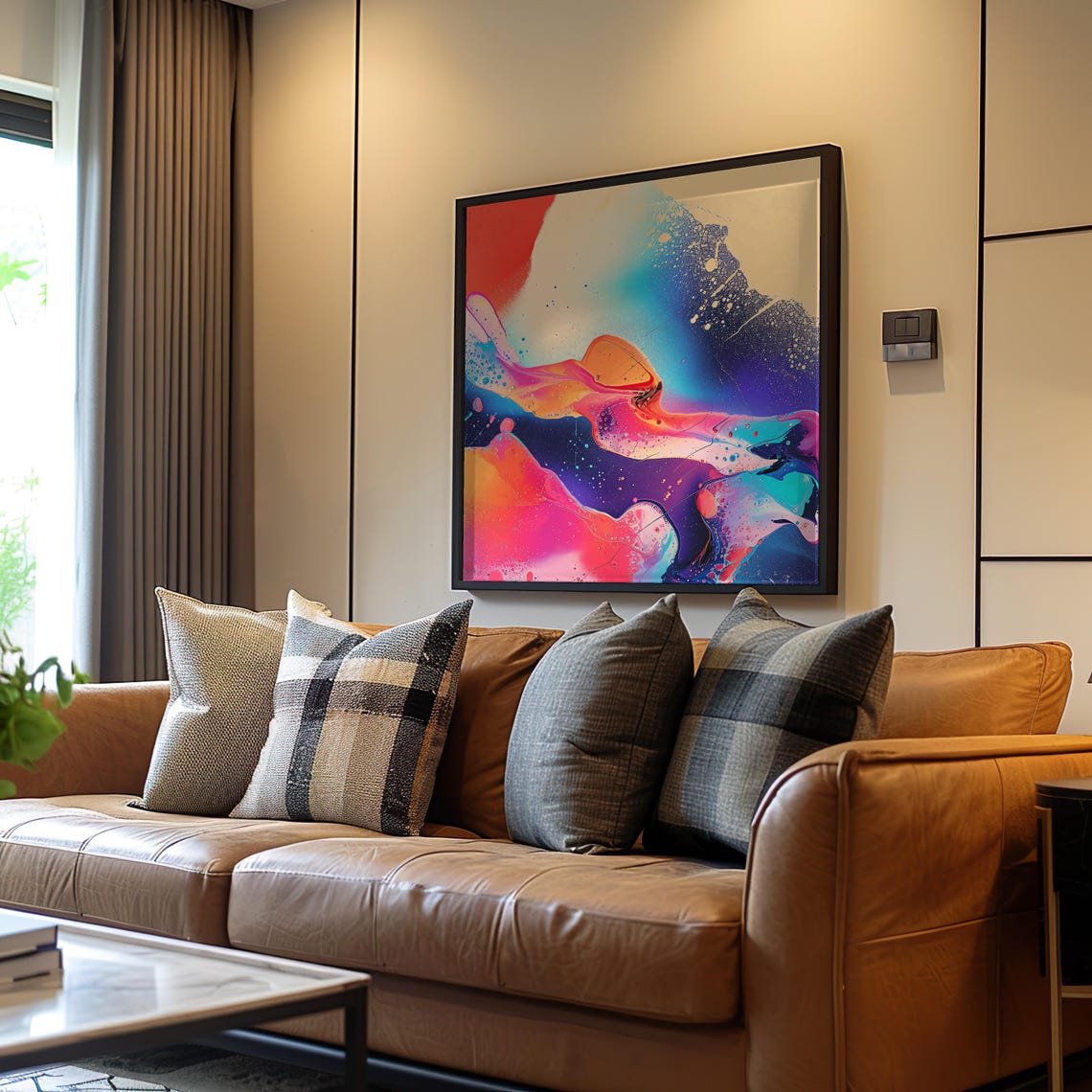 Neon Psychedelic Fluid Abstract Swirl Vibrant Color Art Poster